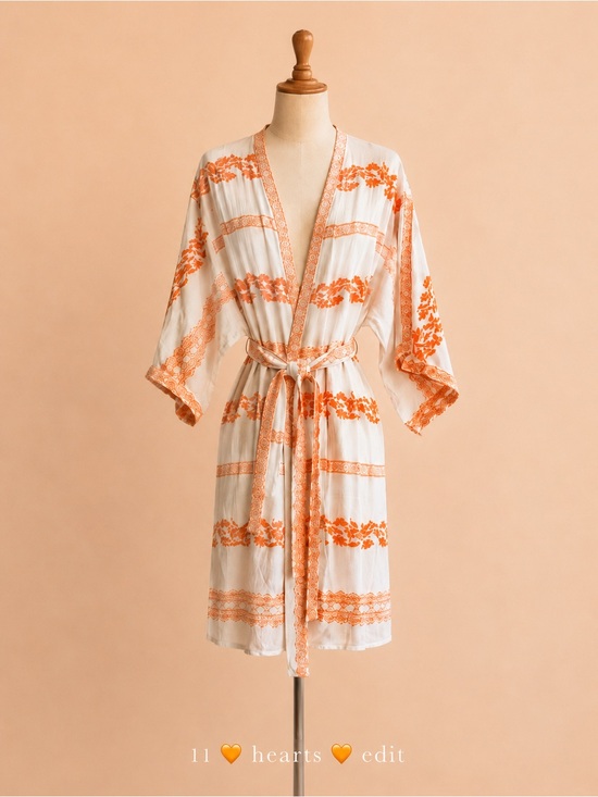 Hale Bob Other - Hale Bob Bamboo Resort Kimono Robe Cover-Up Orange Cream Small NWT